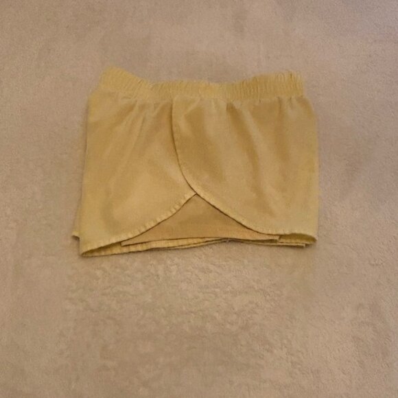YELLOW ATHLETIC SHORTS WITH YELLOW SPANDEX SZ SMALL - Picture 3 of 5